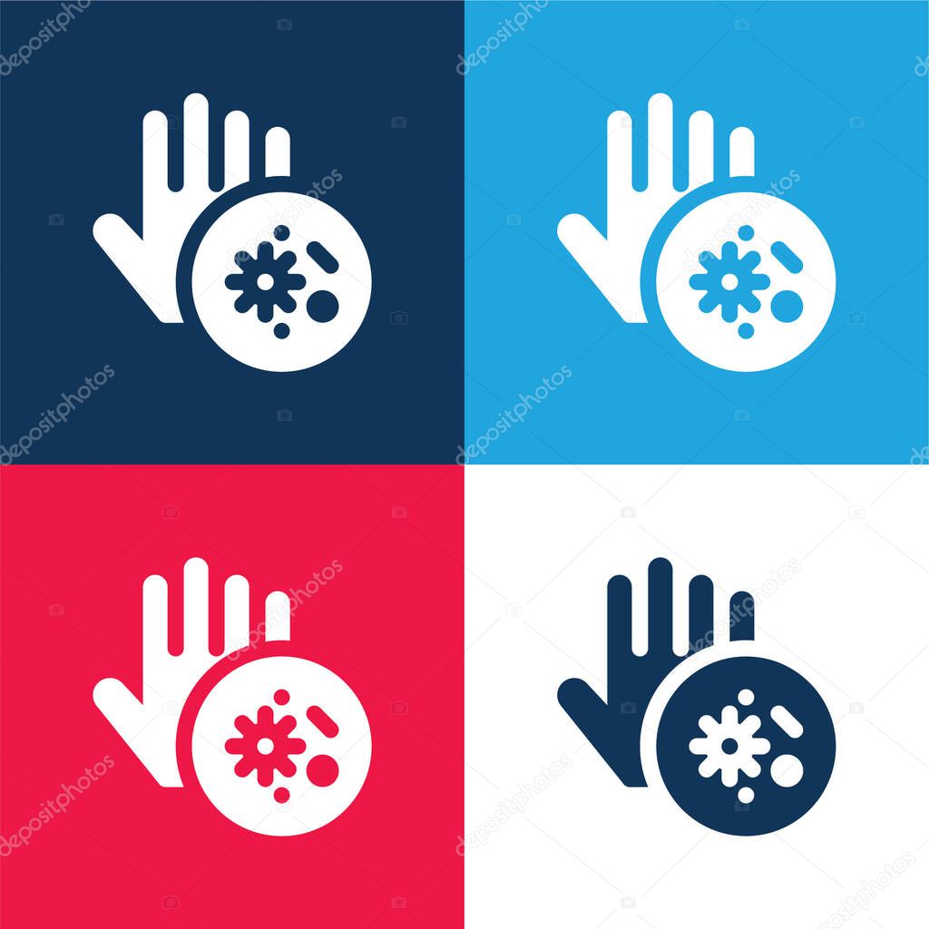 Bacteria blue and red four color minimal icon set