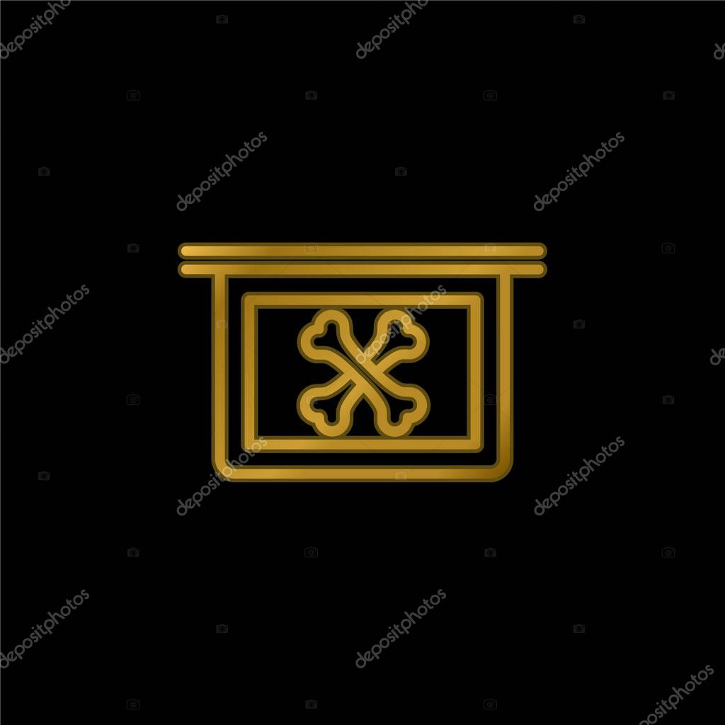 Bones X Ray Vision gold plated metalic icon or logo vector