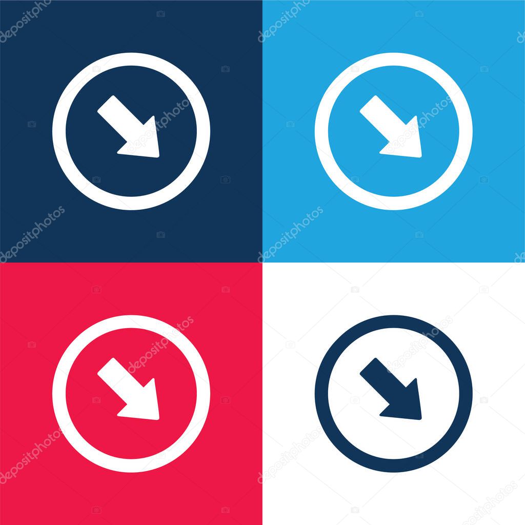 Arrow Pointing To Bottom Right Corner blue and red four color minimal icon set