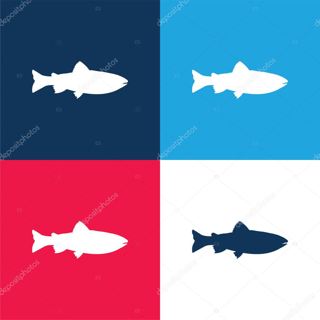 Amago Fish Shape blue and red four color minimal icon set