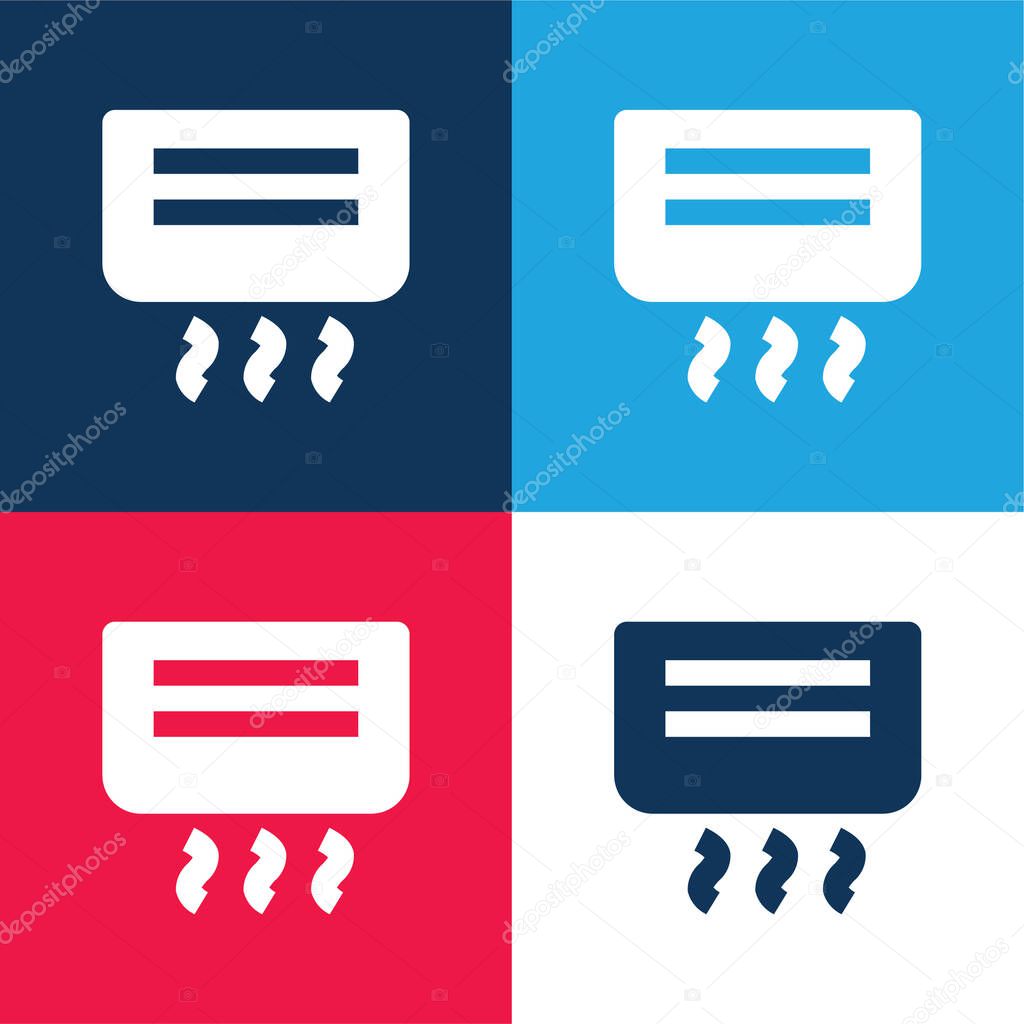 Air Conditioner blue and red four color minimal icon set