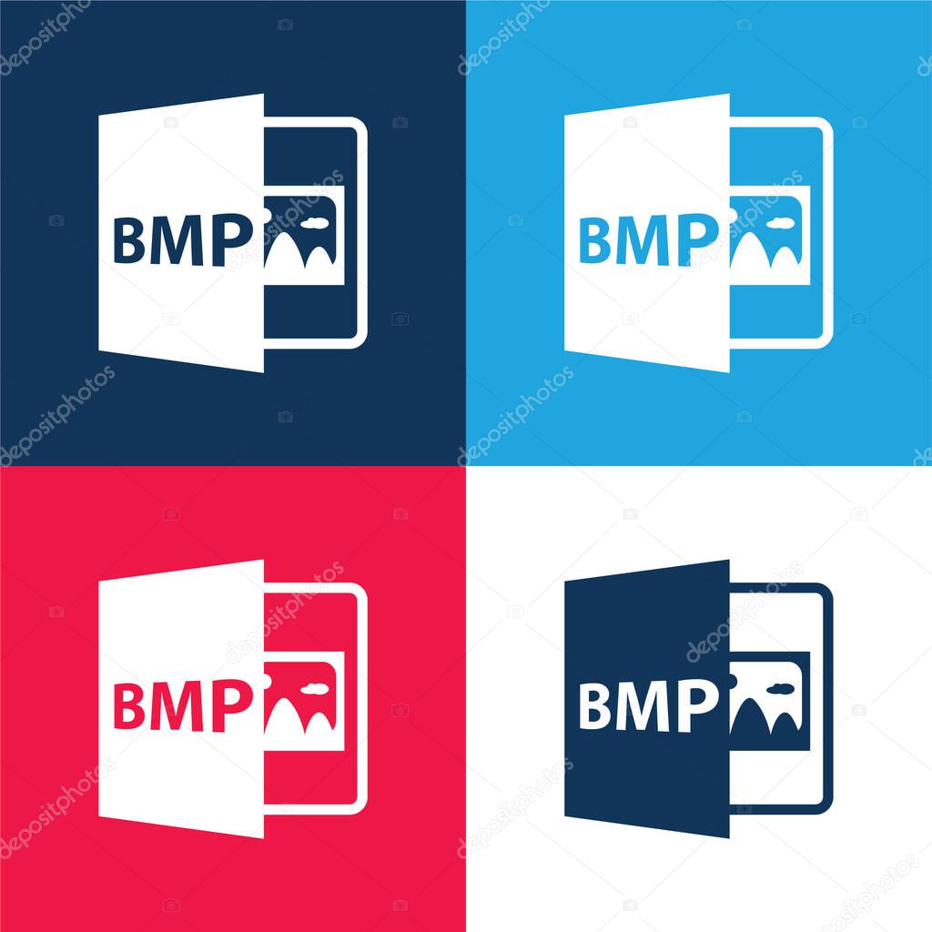 BMP Open File Format blue and red four color minimal icon set