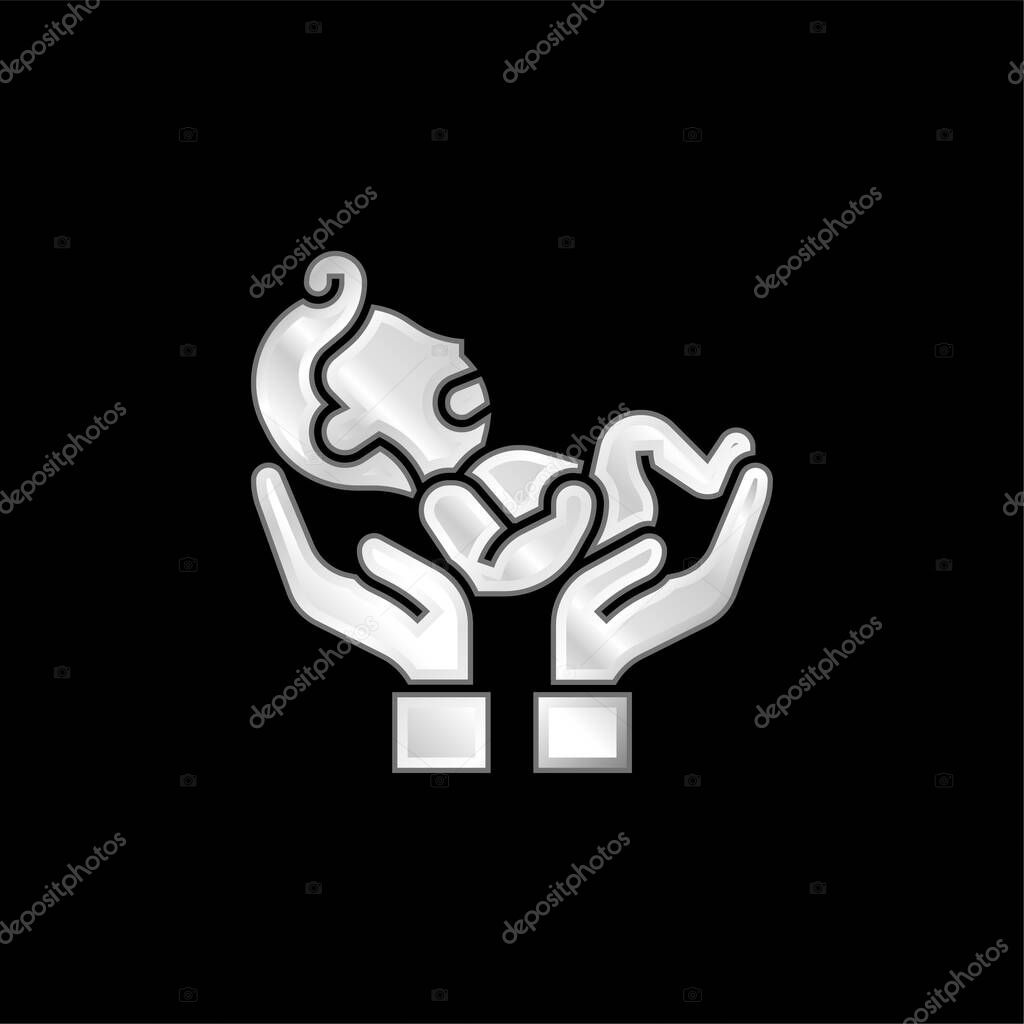 Baby silver plated metallic icon