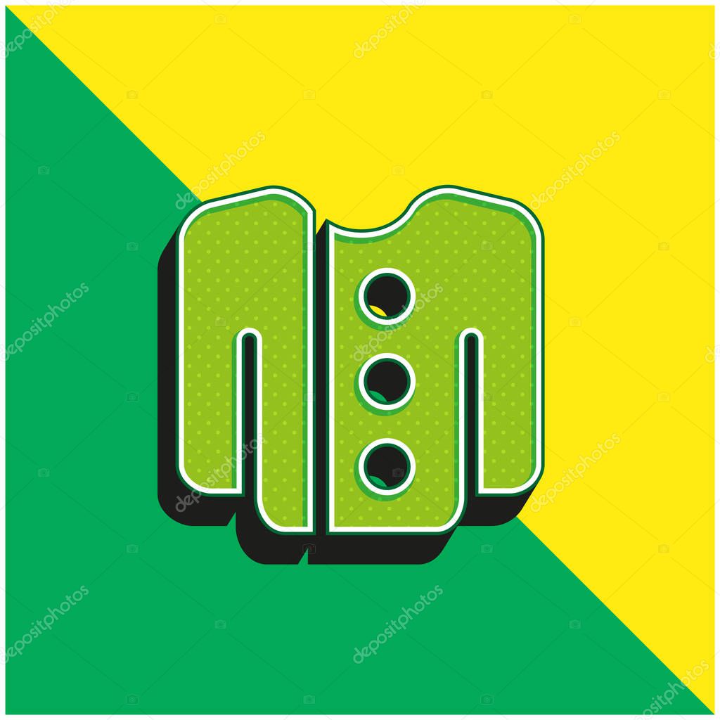 Big Botton Jacket Green and yellow modern 3d vector icon logo