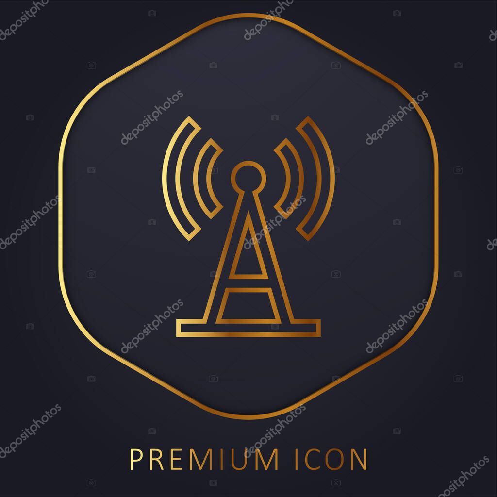 Antenna golden line premium logo or icon