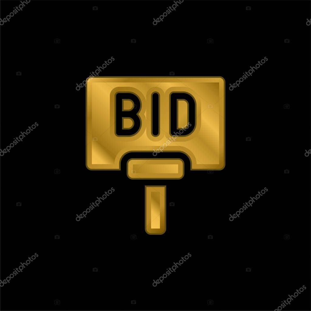Bidding gold plated metalic icon or logo vector