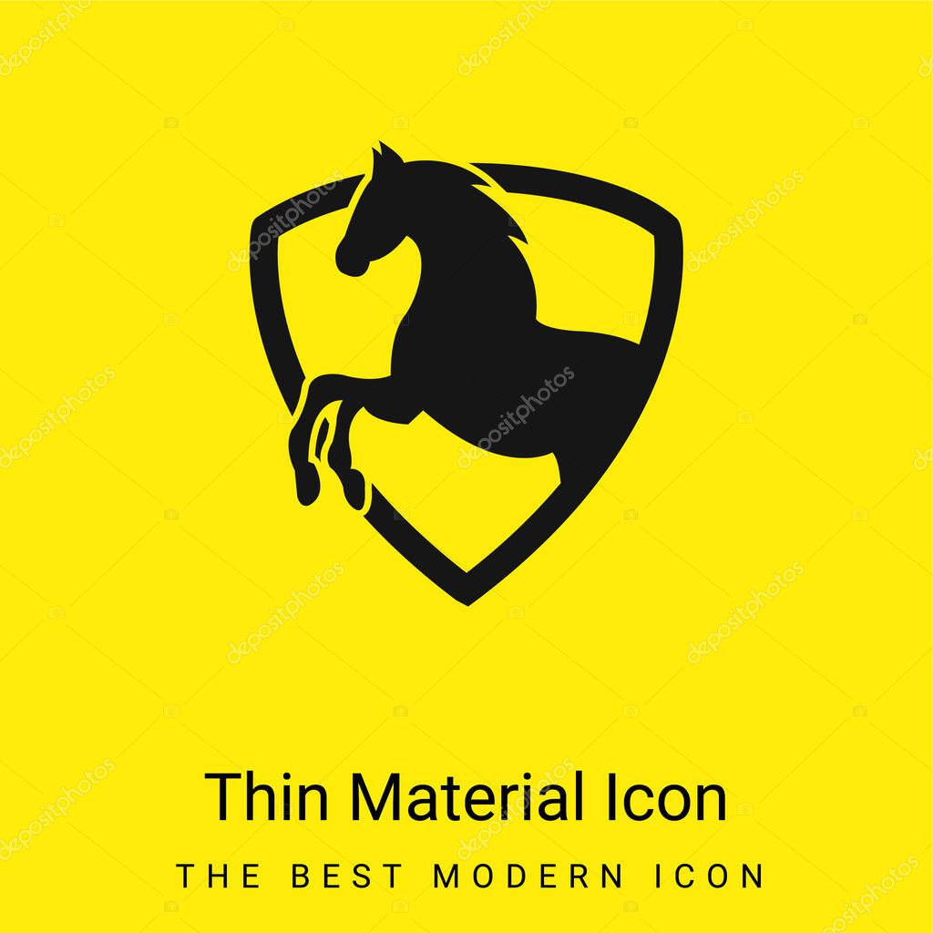 Black Horse Part In A Shield Outline minimal bright yellow material icon