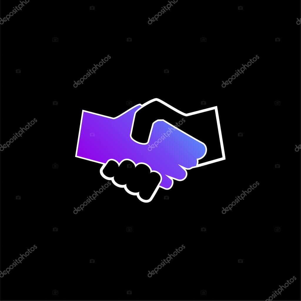 Black And White Shaking Hands blue gradient vector icon