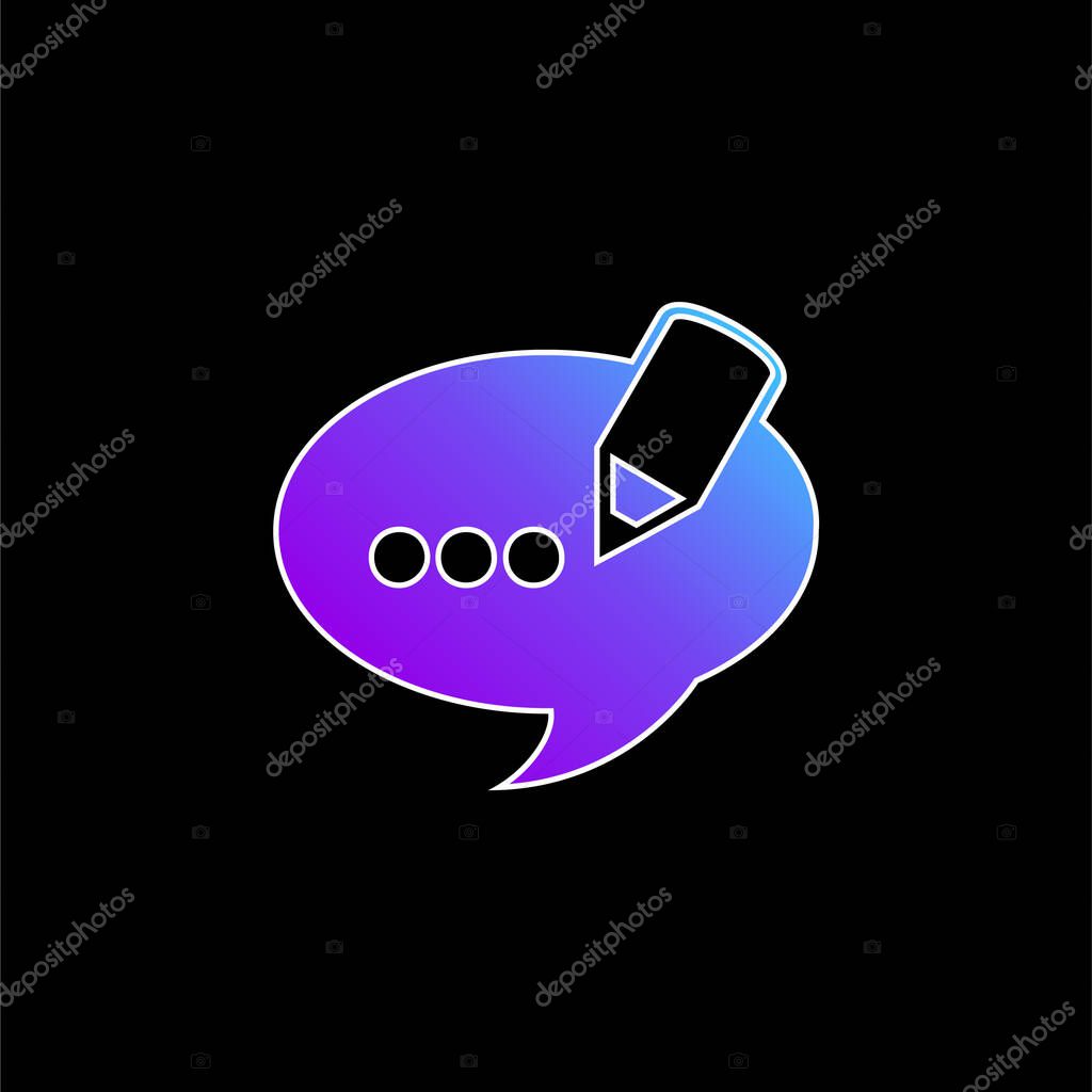 Blog Comment Speech Bubble Symbol blue gradient vector icon