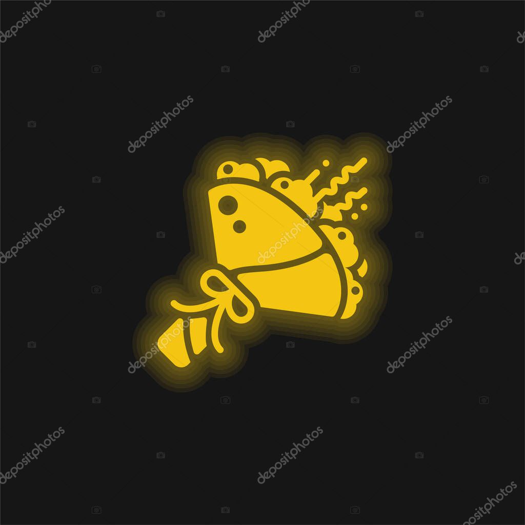 Bouquet yellow glowing neon icon