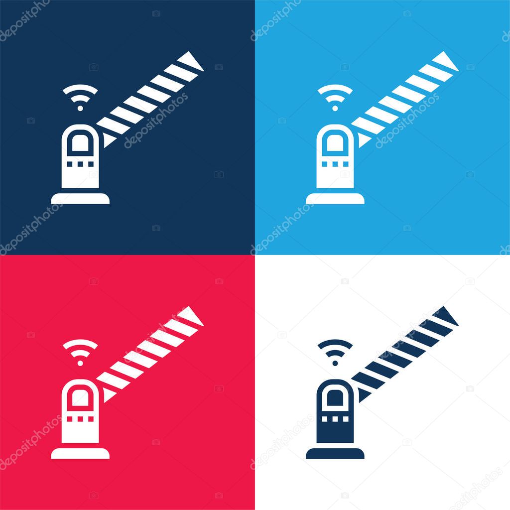 Barrier blue and red four color minimal icon set