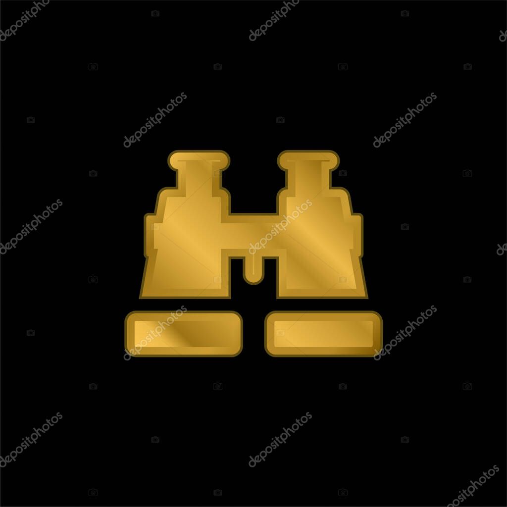 Binoculars gold plated metalic icon or logo vector