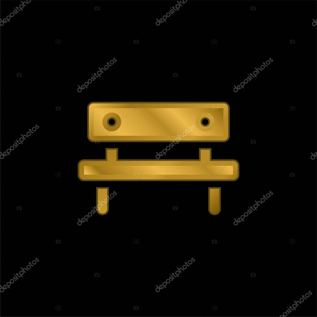 Bench gold plated metalic icon or logo vector