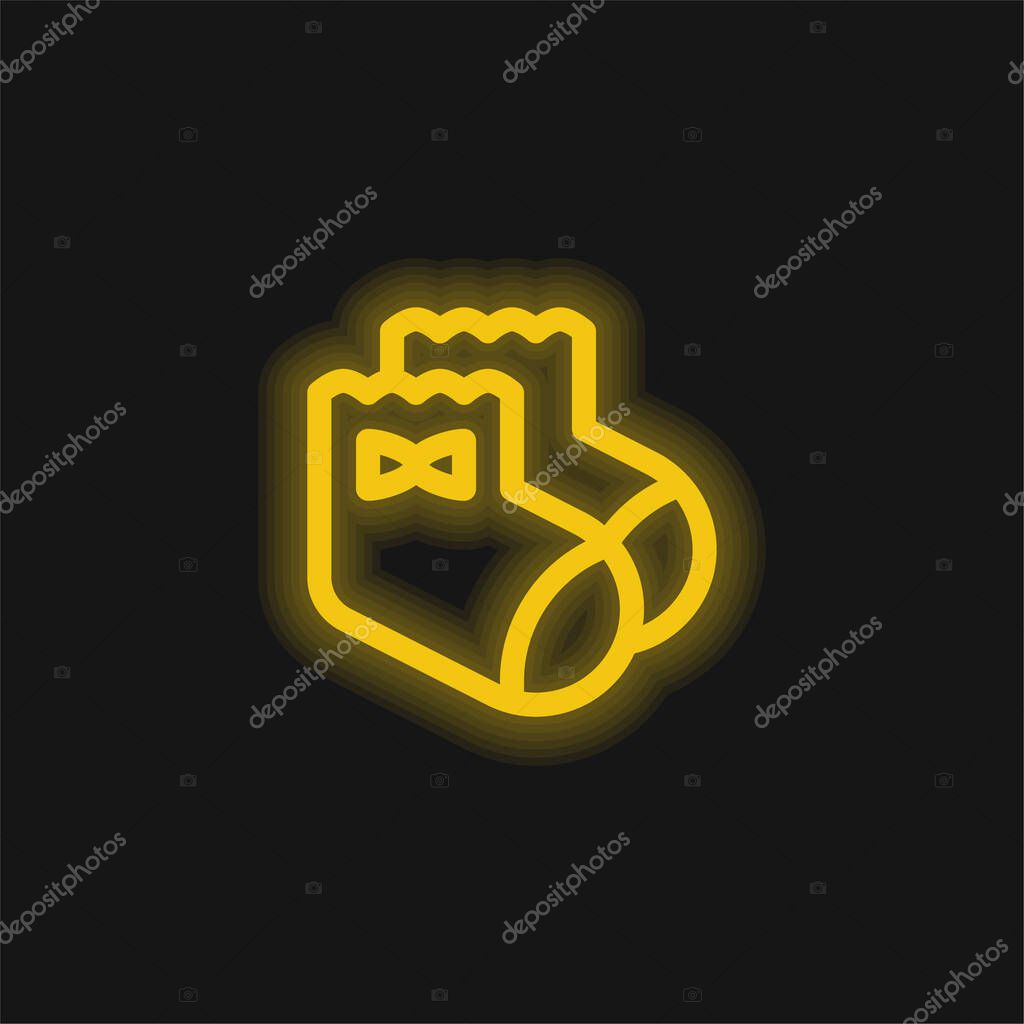 Baby Socks yellow glowing neon icon