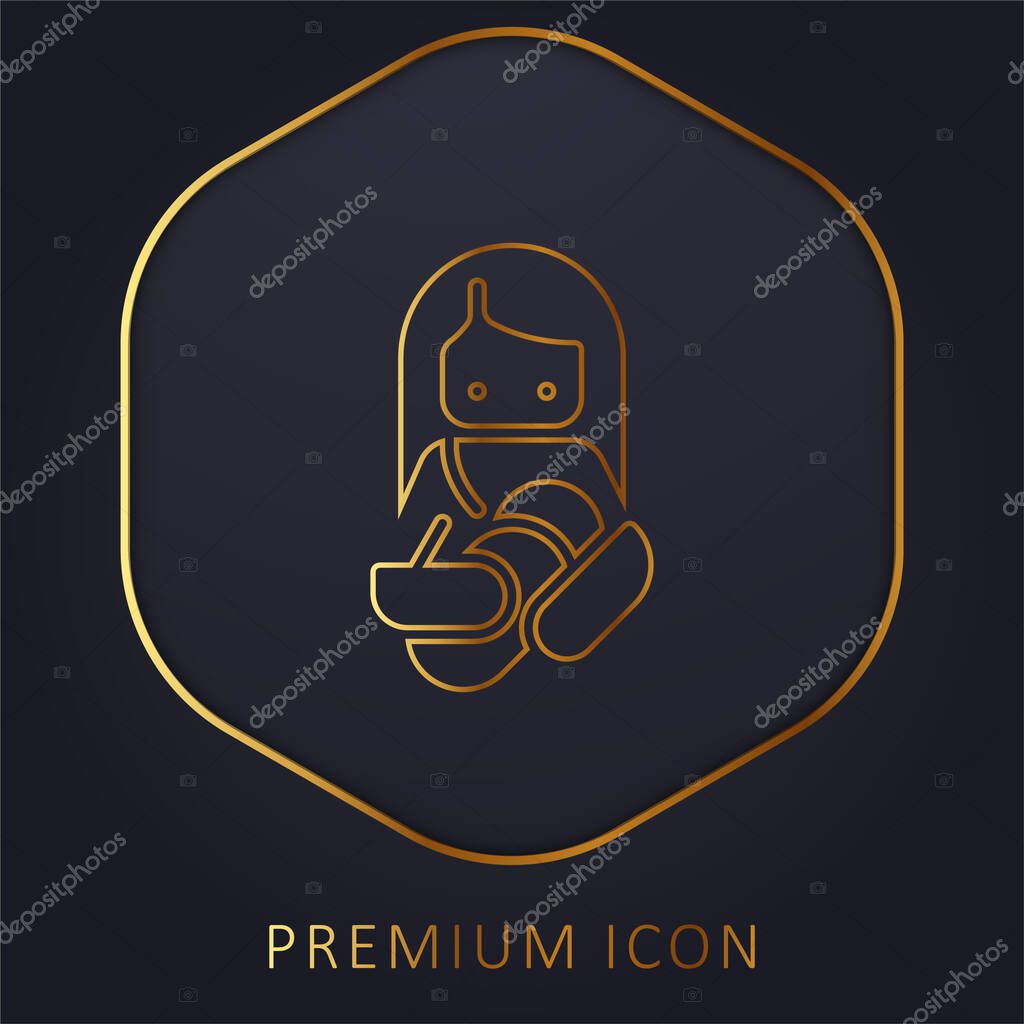 Breastfeeding golden line premium logo or icon