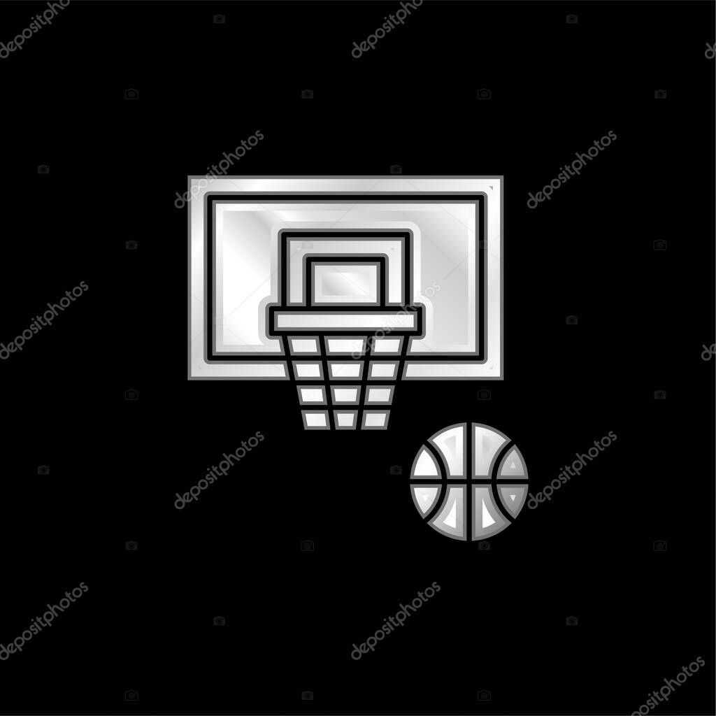 Basketball silver plated metallic icon
