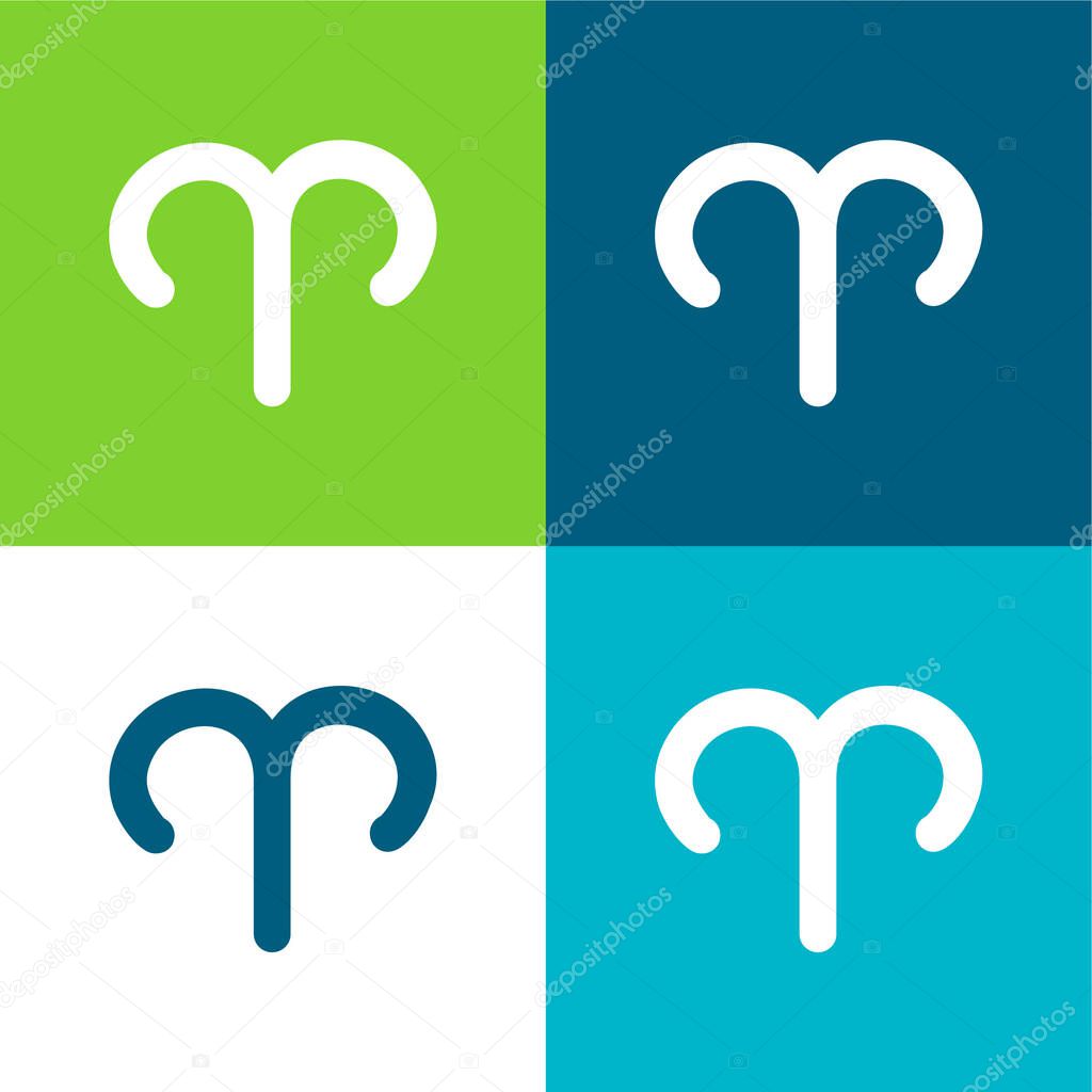 Aries Sign Flat four color minimal icon set