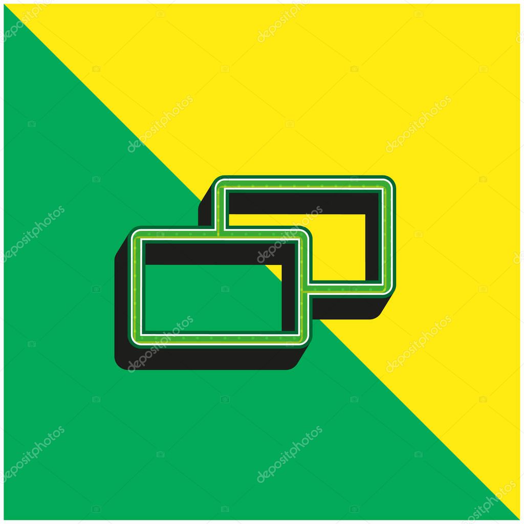 2 Squares Green and yellow modern 3d vector icon logo