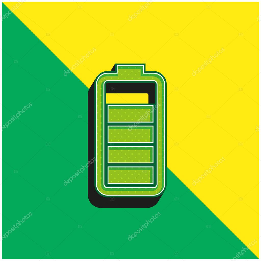 Battery Status Green and yellow modern 3d vector icon logo