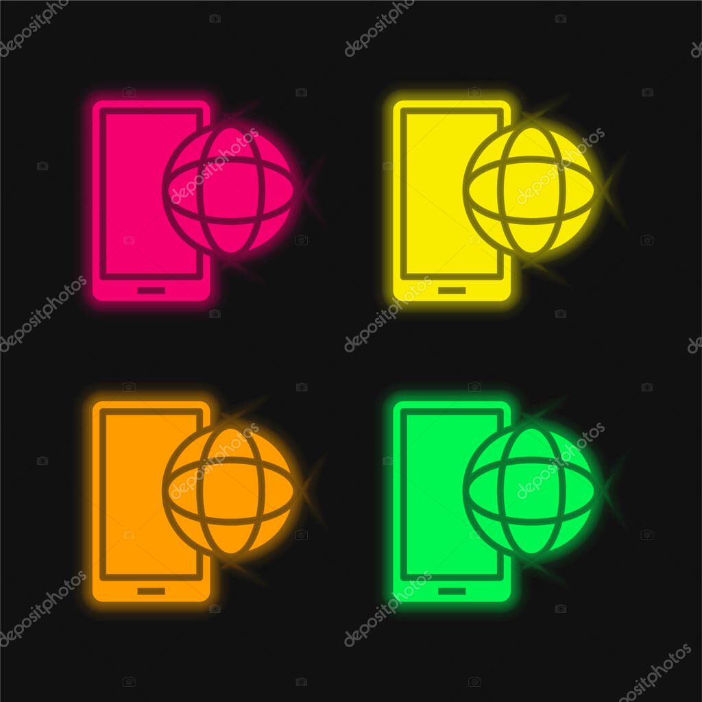 App four color glowing neon vector icon