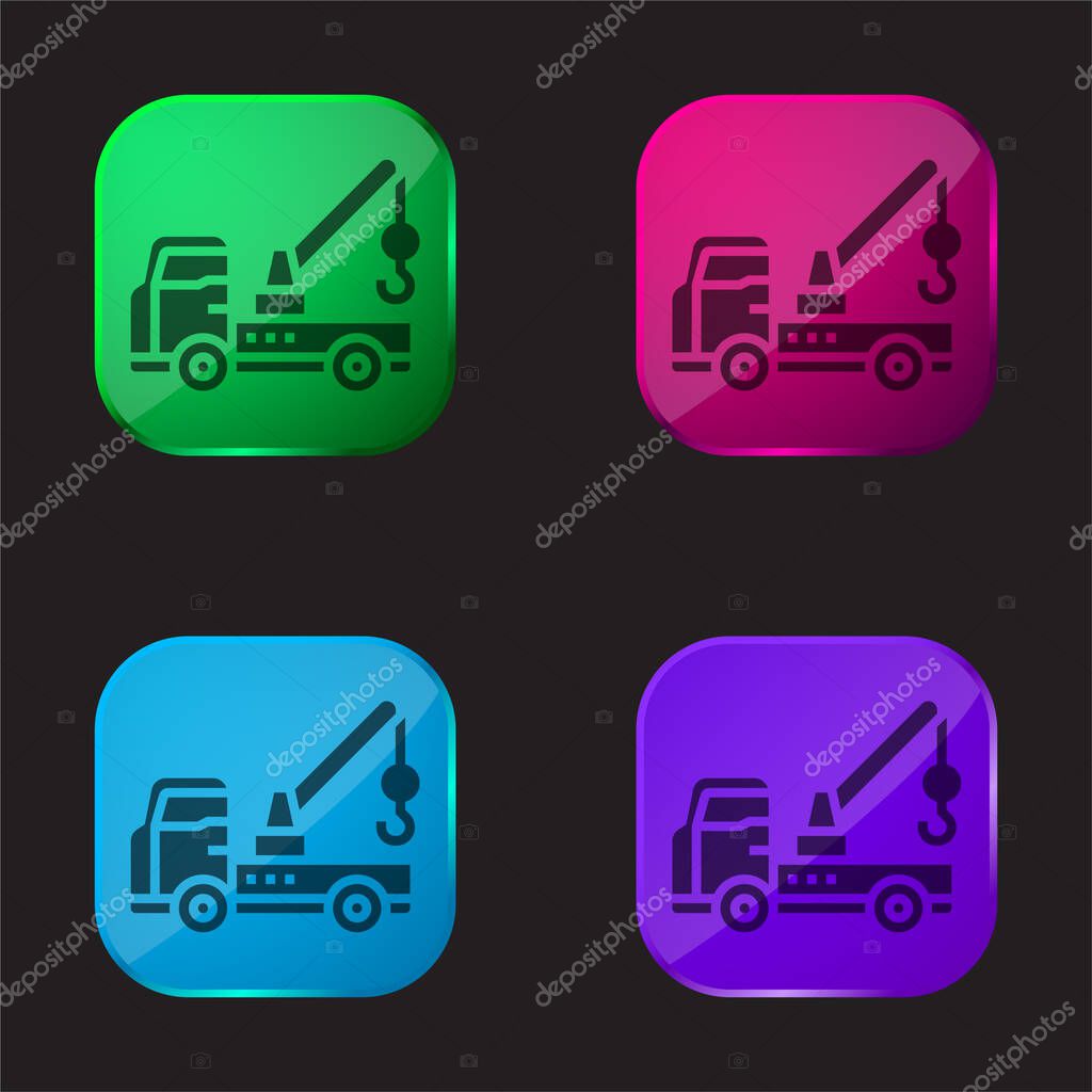 Breakdown four color glass button icon