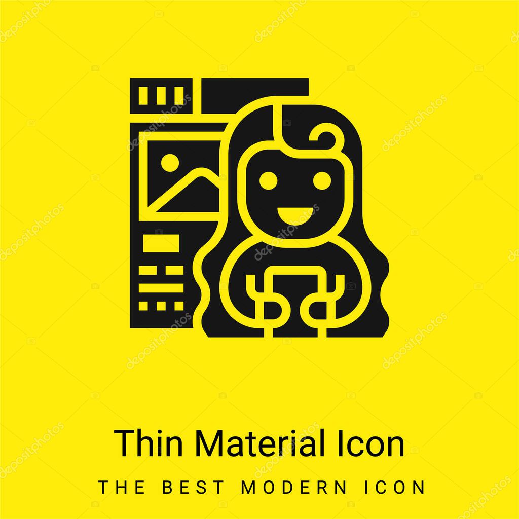 Blogger minimal bright yellow material icon