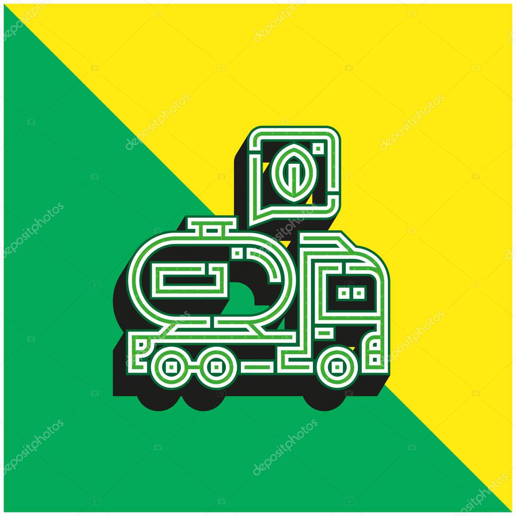 Biodiesel Green and yellow modern 3d vector icon logo