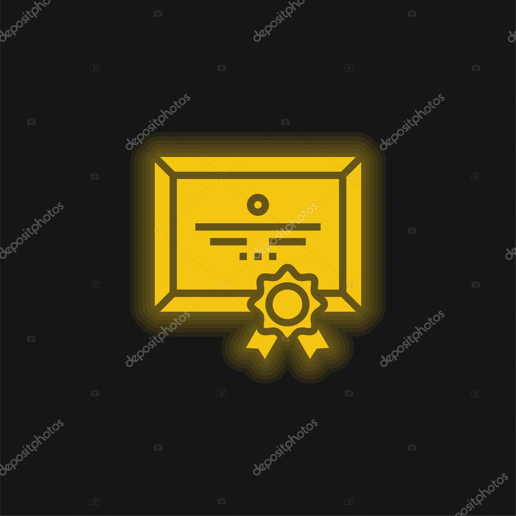 Award yellow glowing neon icon