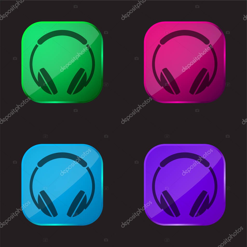 Big Headphones four color glass button icon
