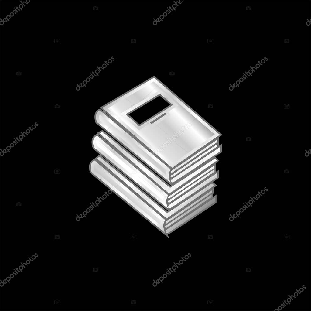 Books Stack For Education silver plated metallic icon