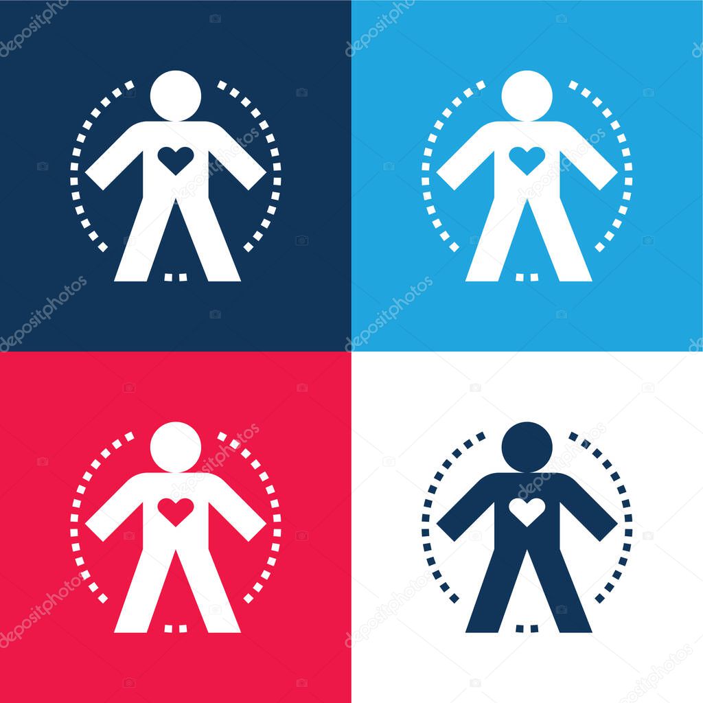 Body blue and red four color minimal icon set