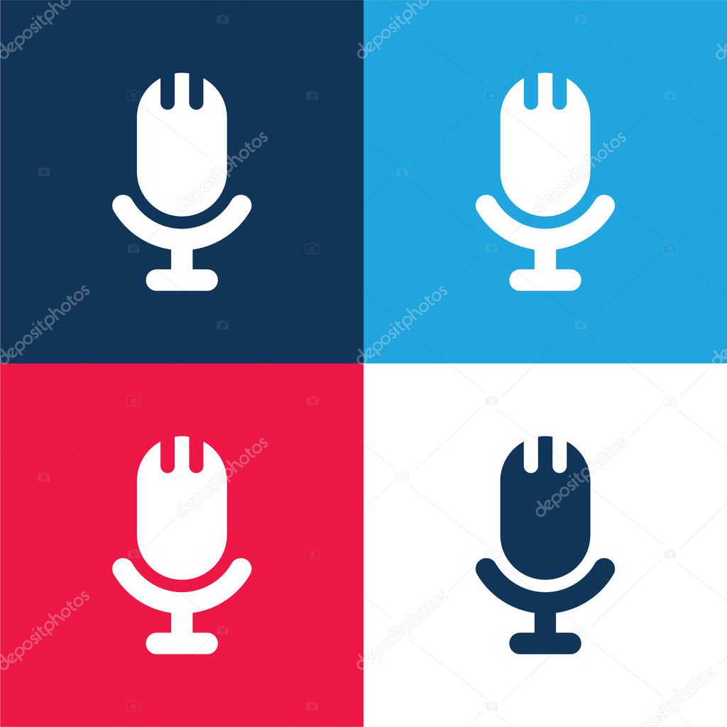 Big Microphone blue and red four color minimal icon set