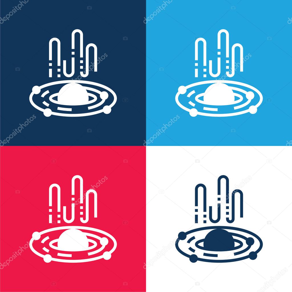 Black Hole blue and red four color minimal icon set
