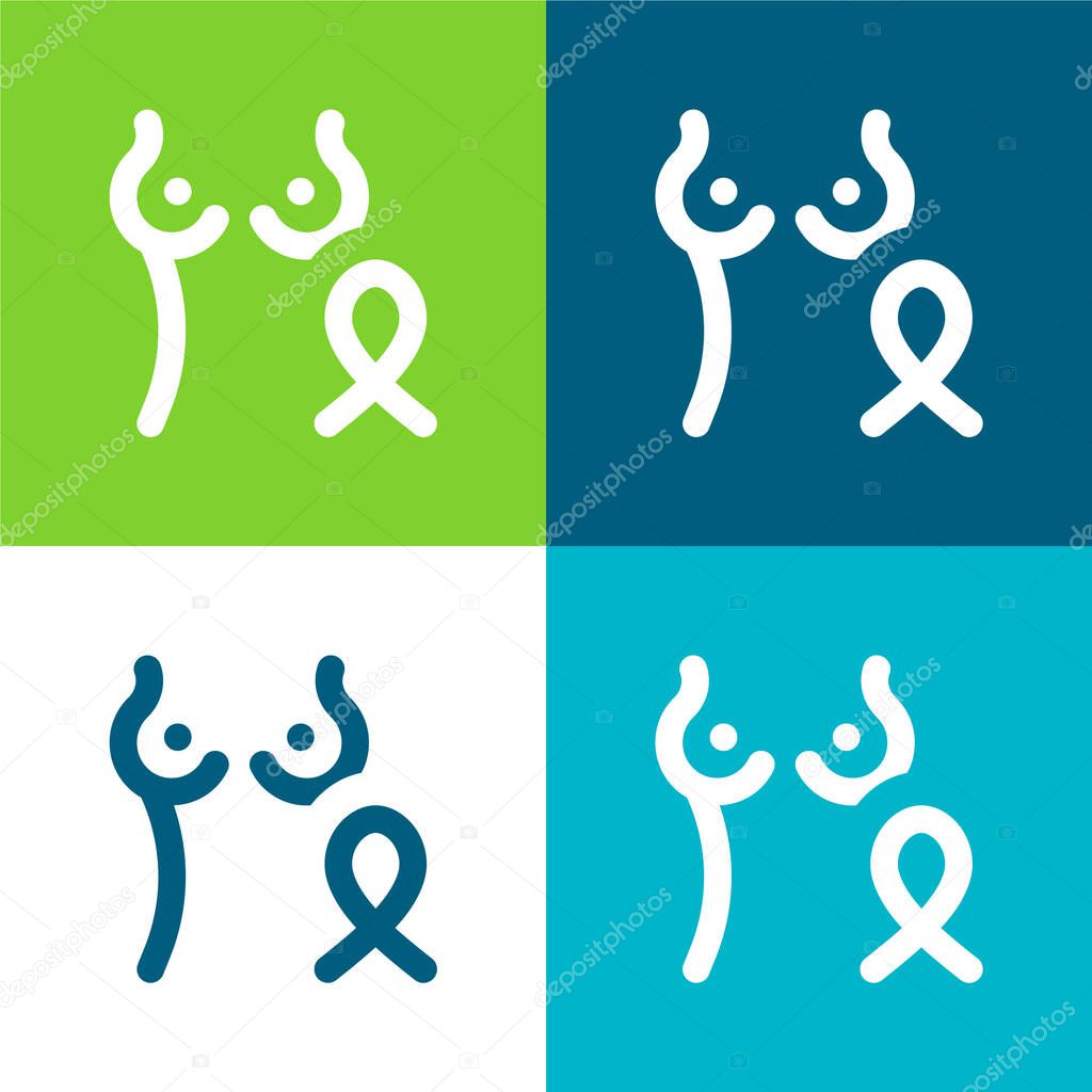 Breast Cancer Flat four color minimal icon set