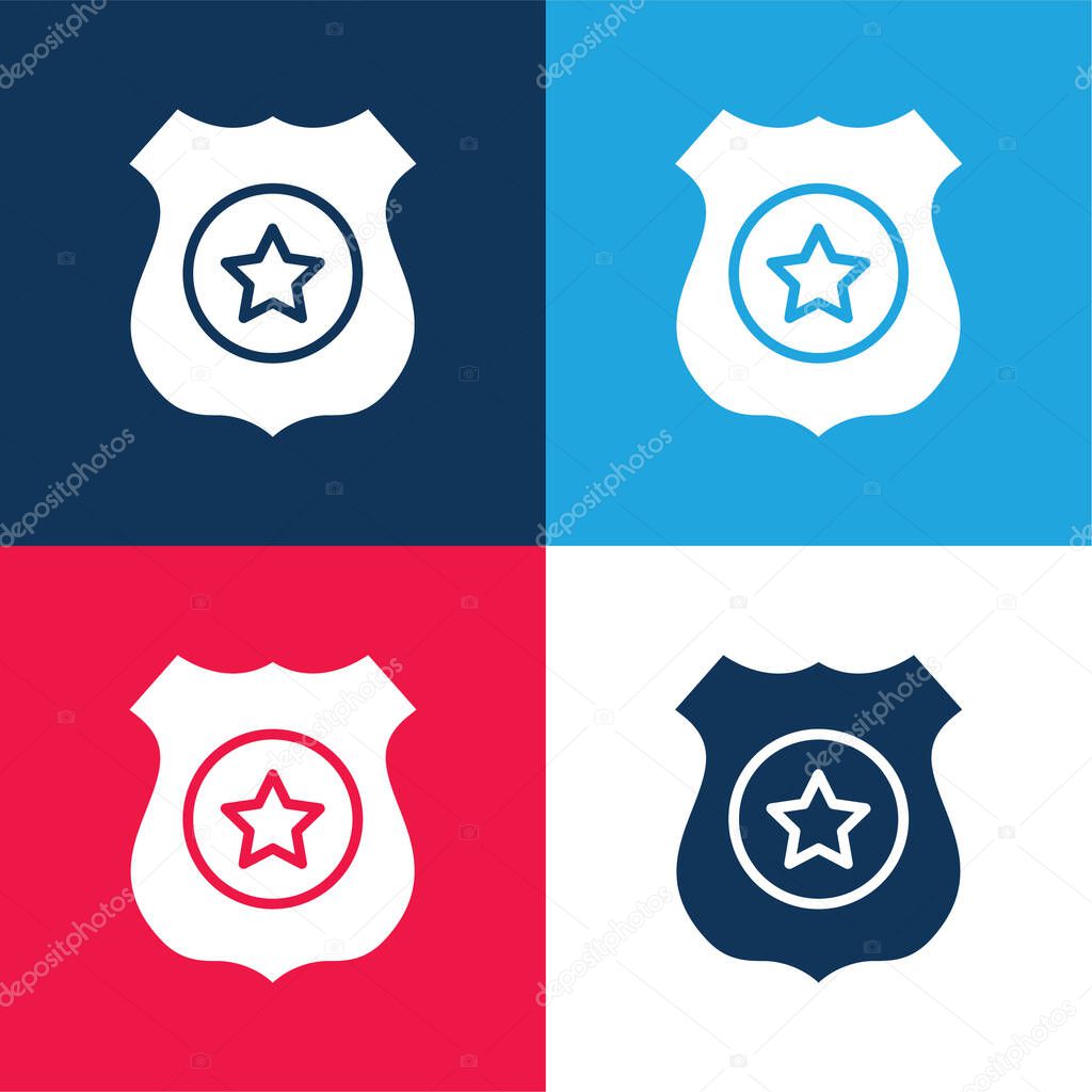 Badge blue and red four color minimal icon set