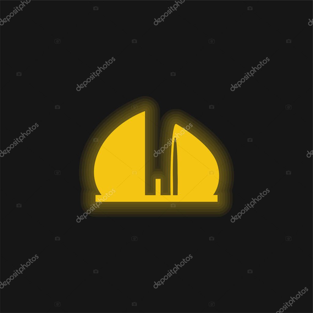 Al Shaheed Monument Of Iraq yellow glowing neon icon