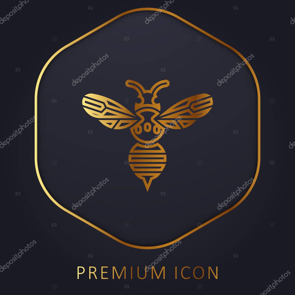 Bee golden line premium logo or icon