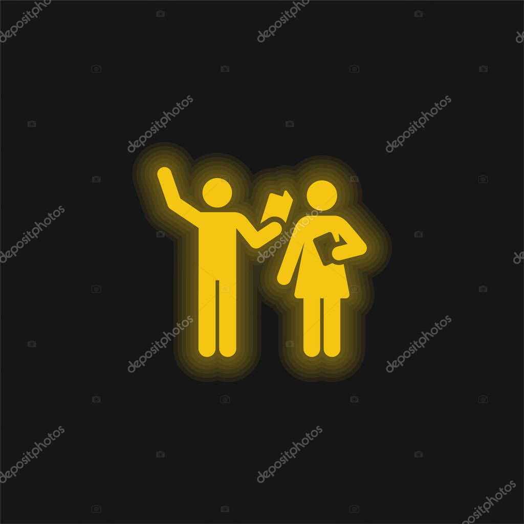 Acting Class yellow glowing neon icon