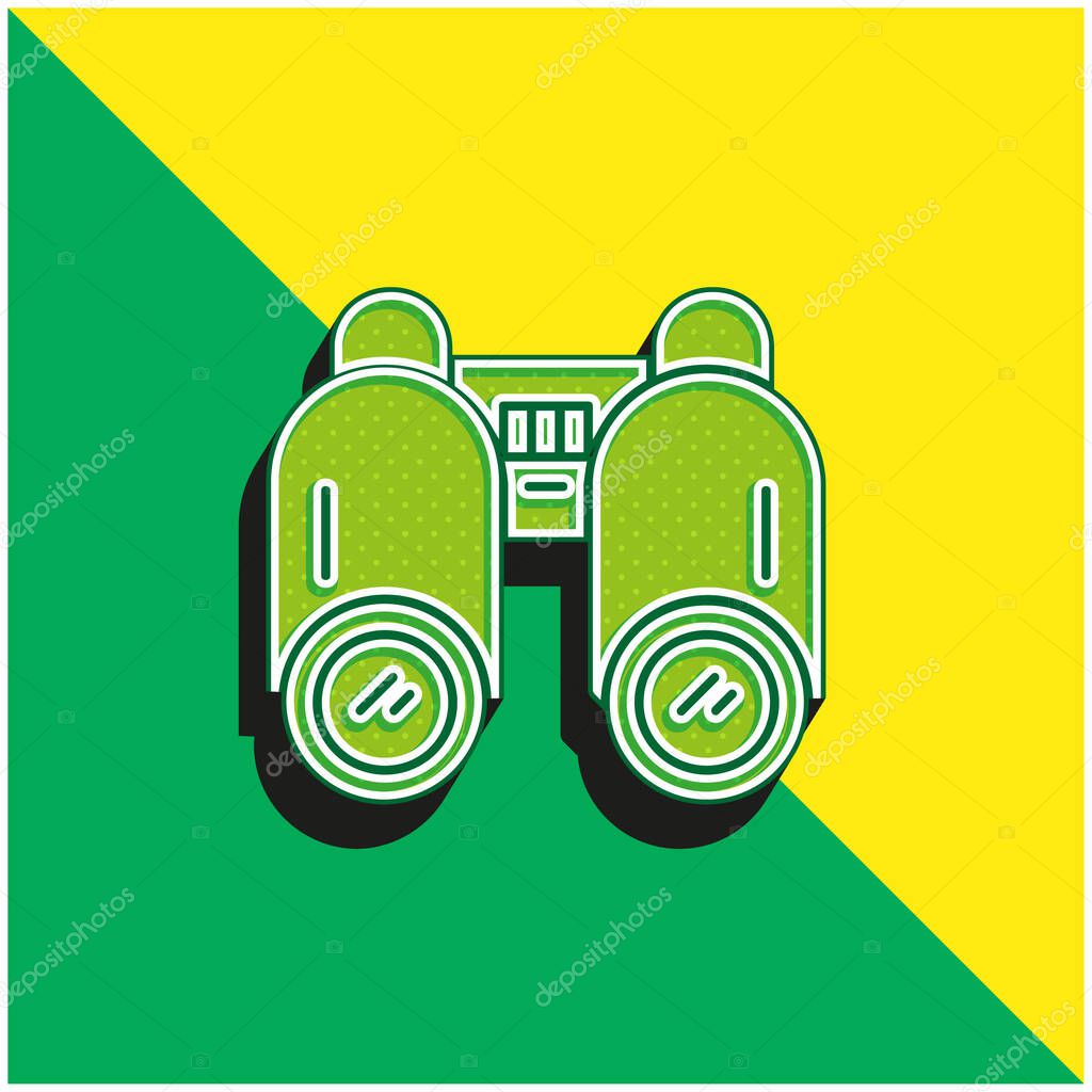 Binoculars Green and yellow modern 3d vector icon logo