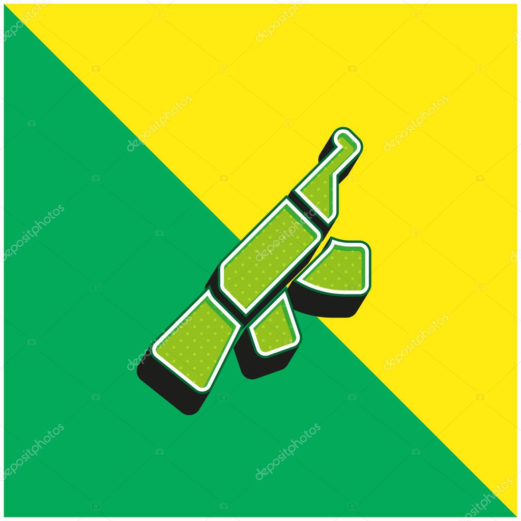 Assault Rifle Green and yellow modern 3d vector icon logo
