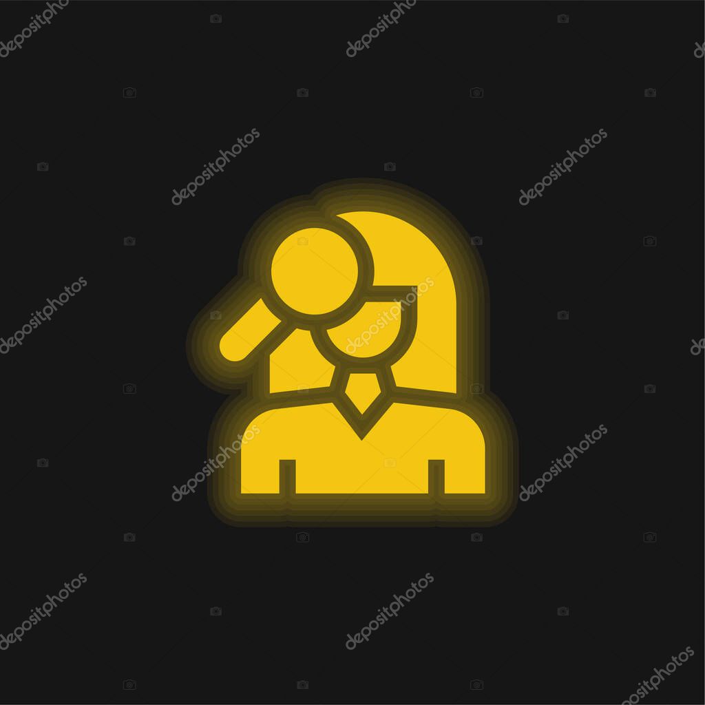 Blemishes yellow glowing neon icon
