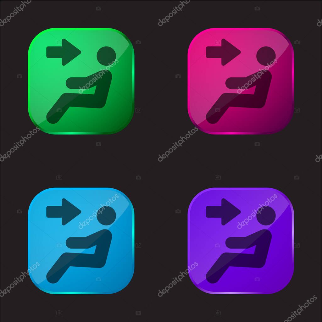 Air Conditioner four color glass button icon