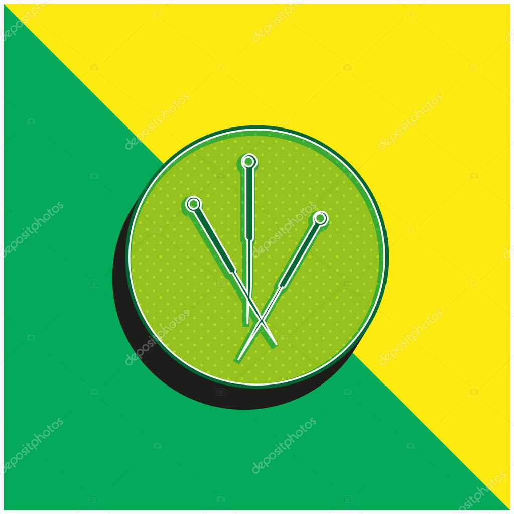 Acupuncture Needles In A Circle Green and yellow modern 3d vector icon logo