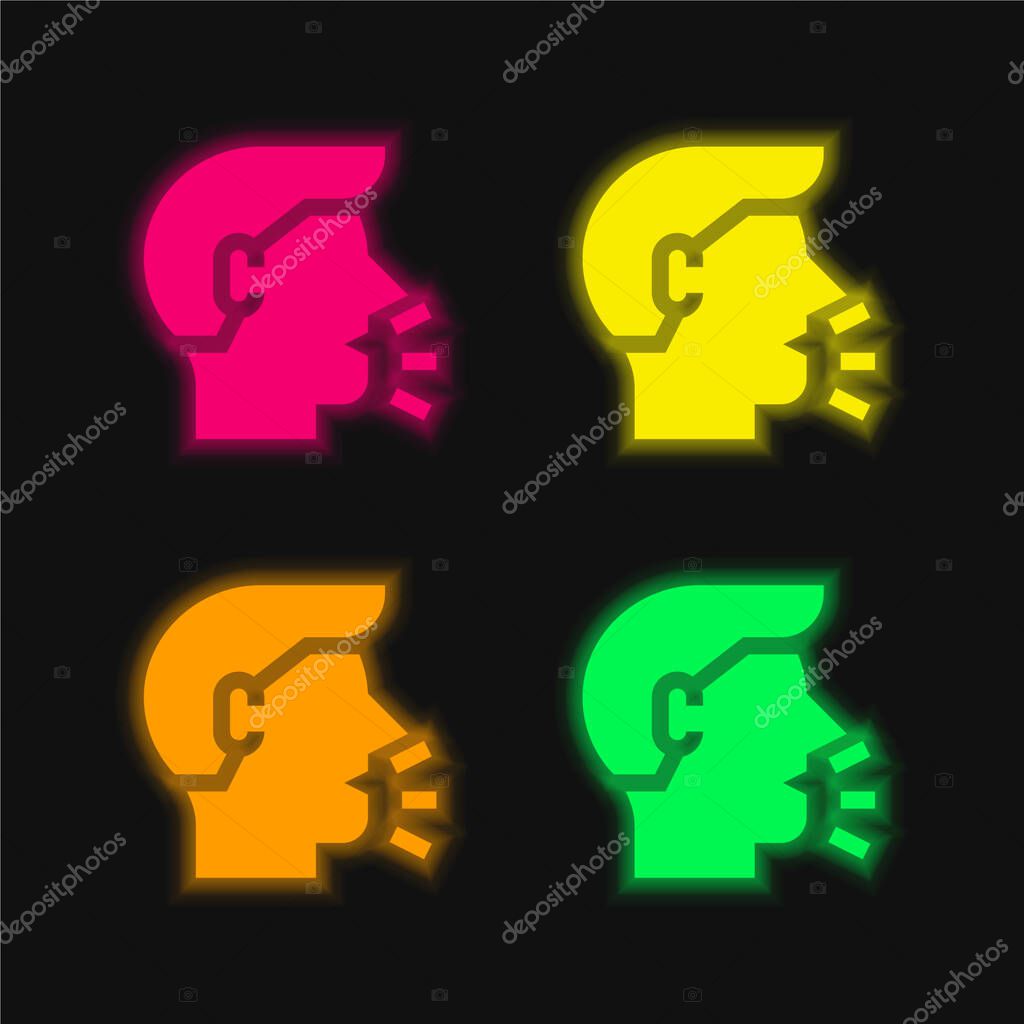 Breathable four color glowing neon vector icon