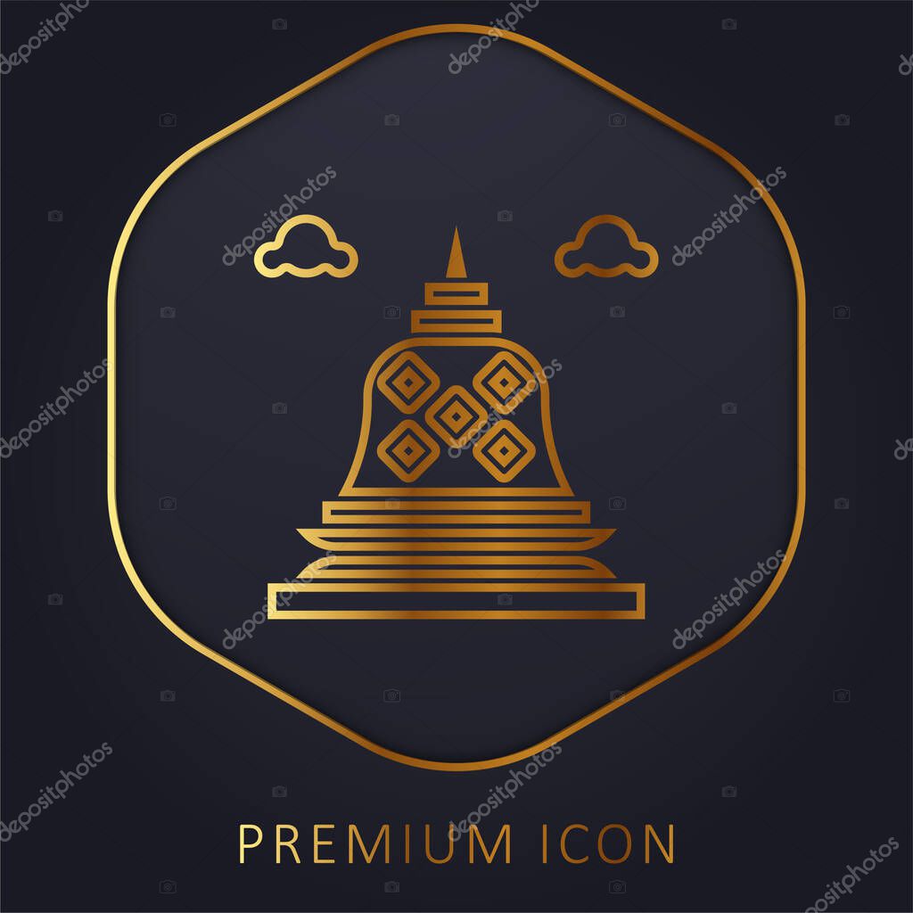 Borobudur golden line premium logo or icon