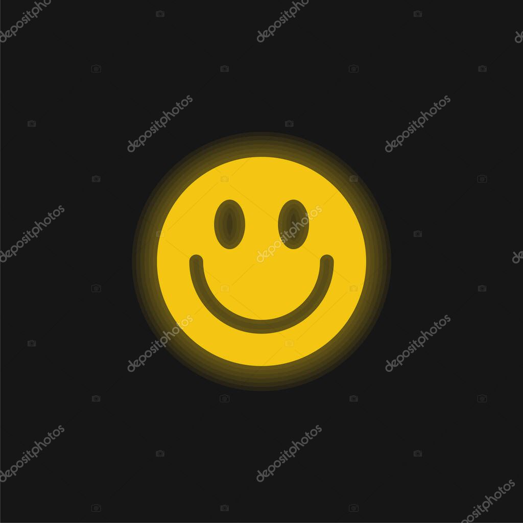 Big Smiley Face yellow glowing neon icon