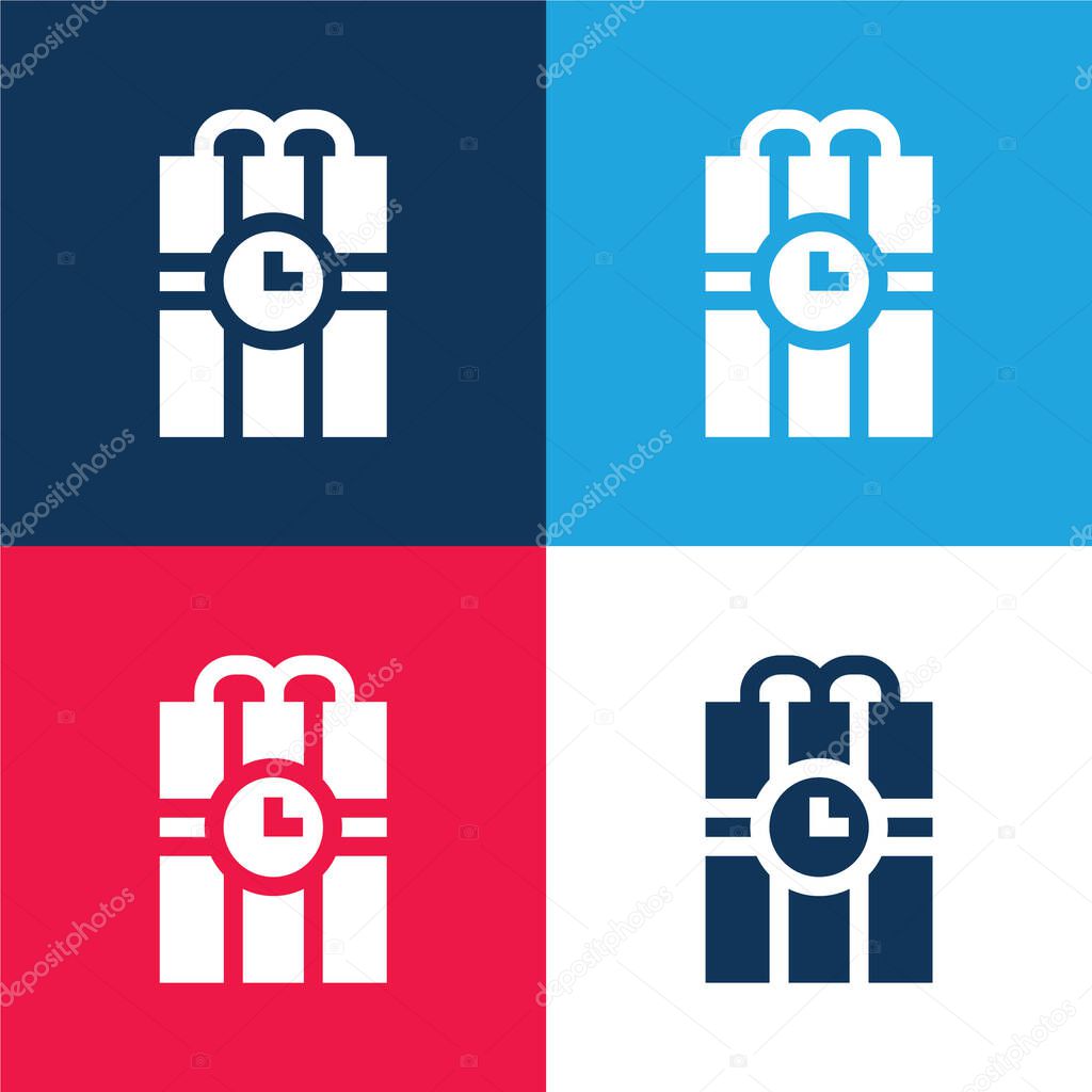 Bomb blue and red four color minimal icon set