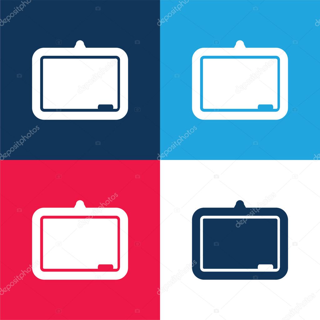 Blackboard blue and red four color minimal icon set