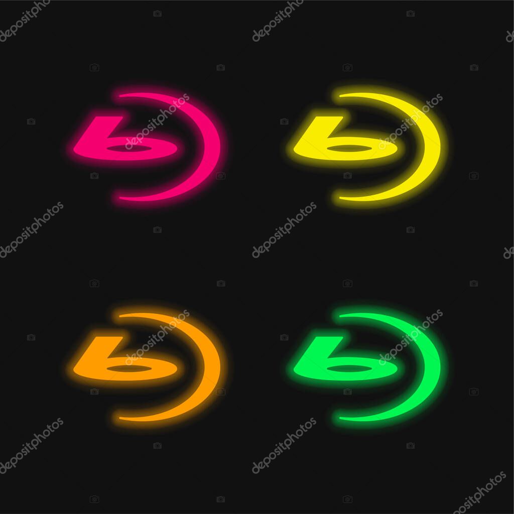 Bluray Big Logo four color glowing neon vector icon