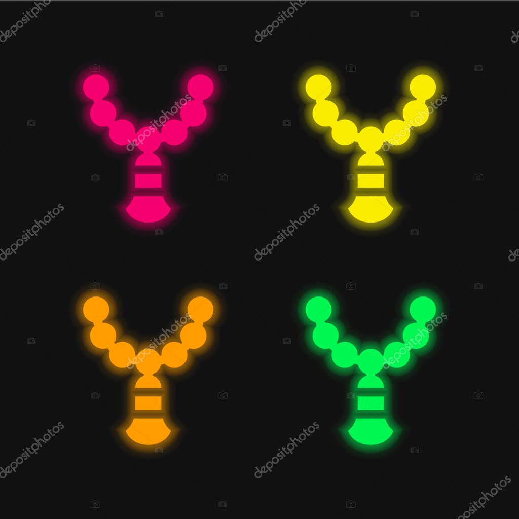 Beads four color glowing neon vector icon